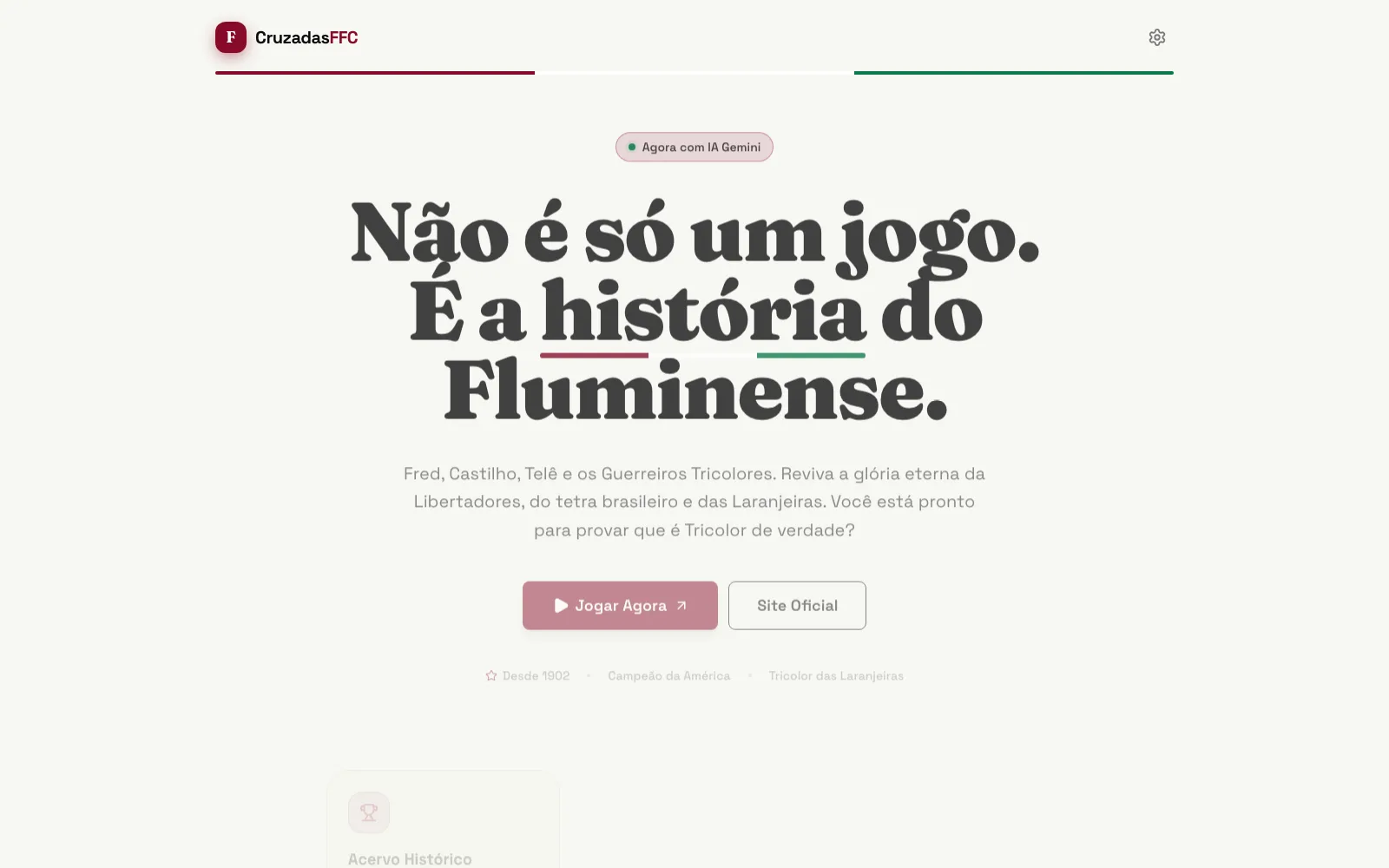 Cruzadas Fluminense project preview from the public studio portfolio.