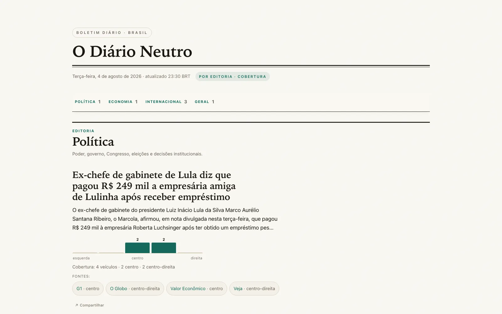 O Diário Neutro project preview from the public studio portfolio.